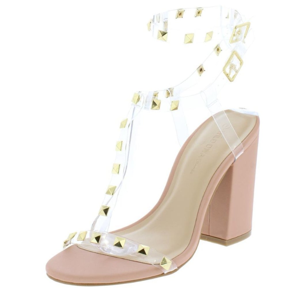Clear Lucite Band Ankle Strap Buckle US 8
